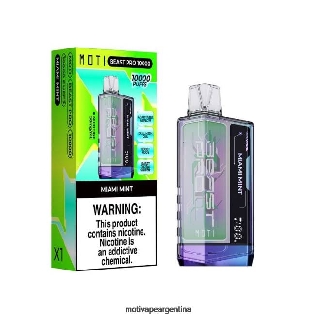 MOTI Beast Pro vaporizador desechable (5%, 10000 inhalaciones) menta de miami 464B48 - Moti Vape Argentina