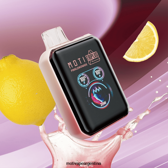 MOTI Triplus Vape desechable de 20k (5%, 20000 inhalaciones) limonada rosa 464B8 - Moti Vape Argentina